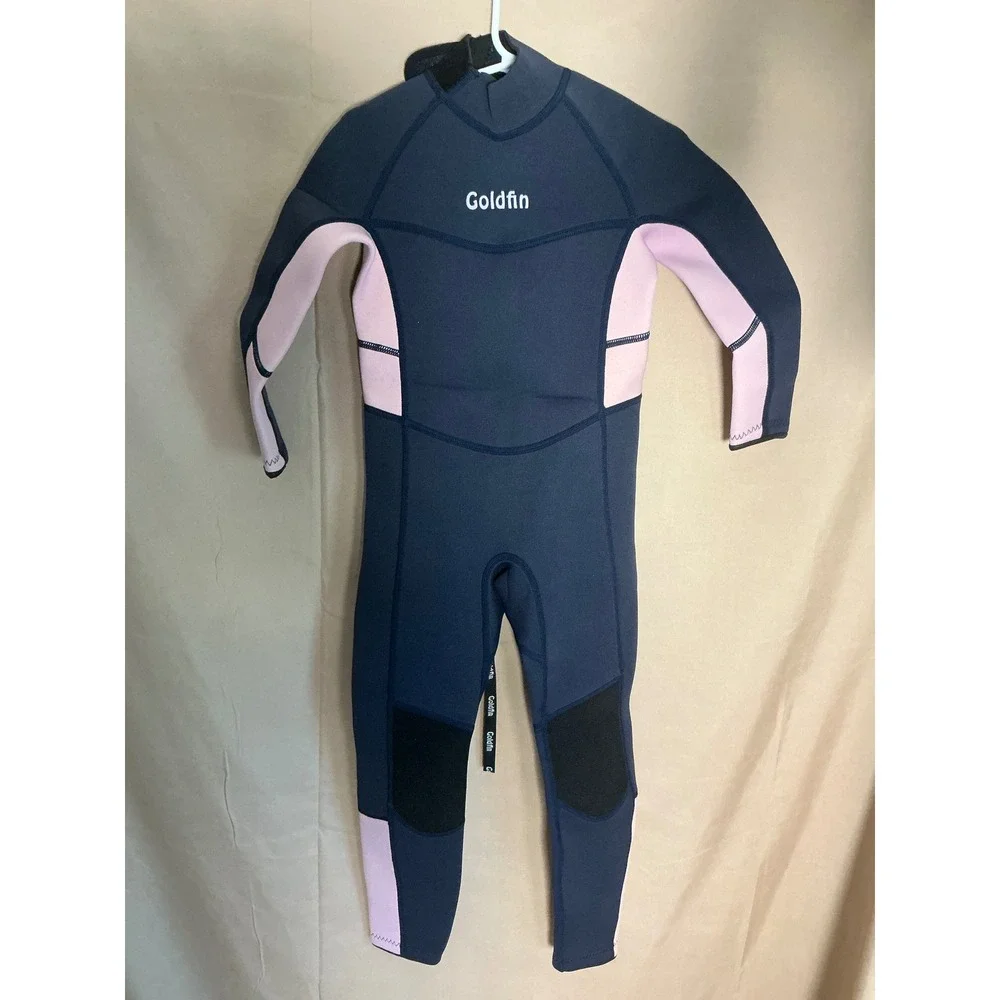 GoldFin Neoprene Wetsuit Kids Size 4 Navy Purple Excellent 3mm Full Body Thermal